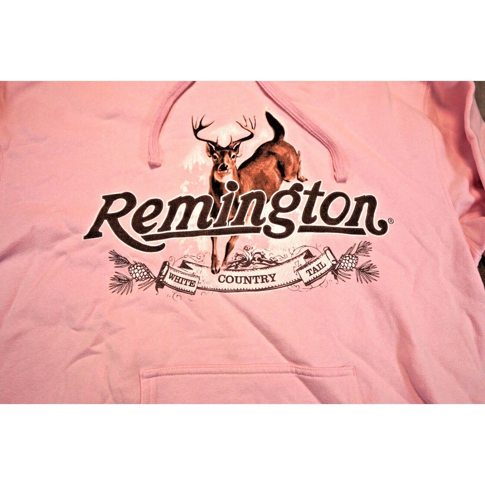 Remington White Tail Country Hunting Women Pink Logo Hoodie M Sweatshirt Vintage